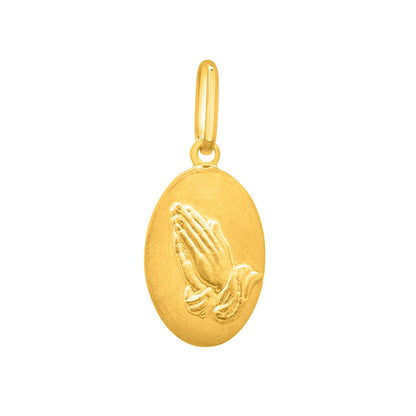 Religious Pendant with Praying Hands in 14K Yellow Gold