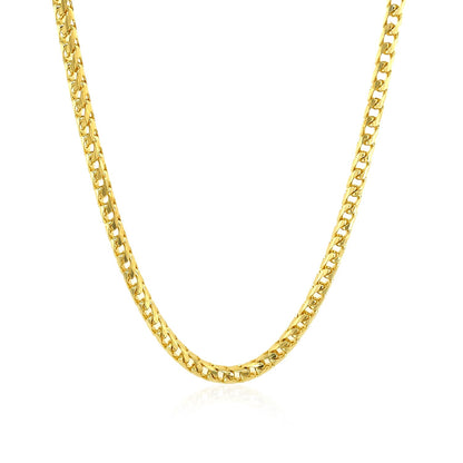 14k Yellow Solid Gold Diamond Cut Round Franco Chain