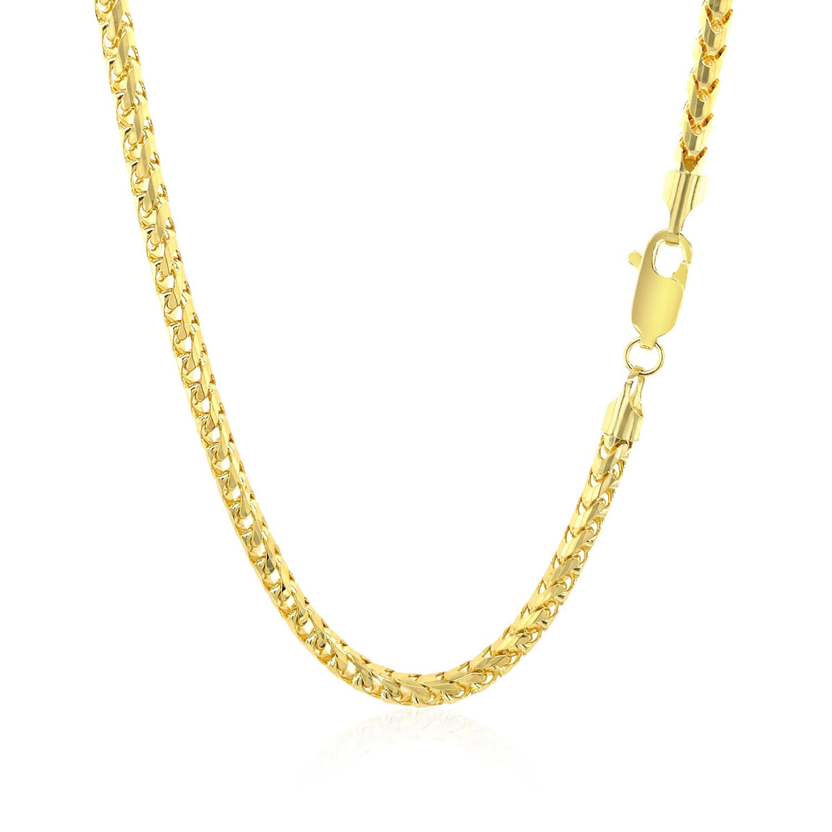 14k Yellow Solid Gold Diamond Cut Round Franco Chain