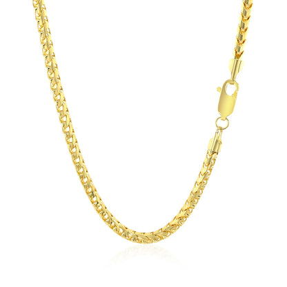14k Yellow Solid Gold Diamond Cut Round Franco Chain