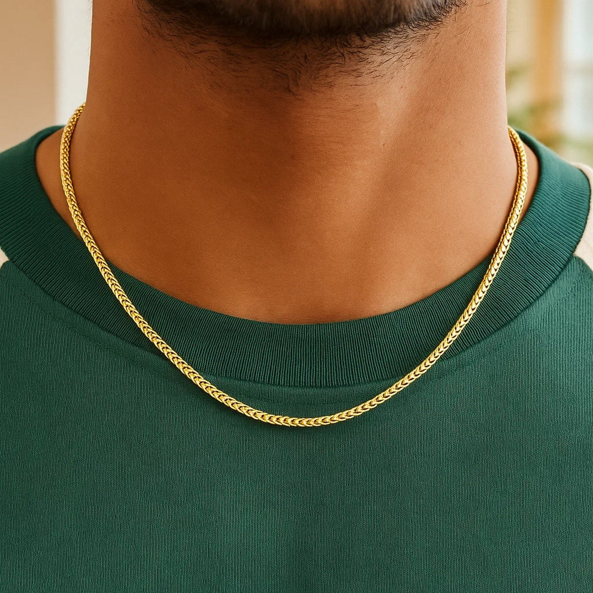 14k Yellow Solid Gold Diamond Cut Round Franco Chain