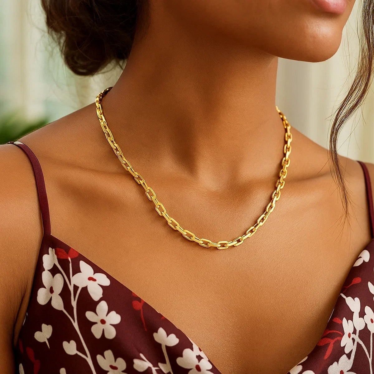 14k Yellow Gold Paperclip Chain Necklace (4.20 mm)