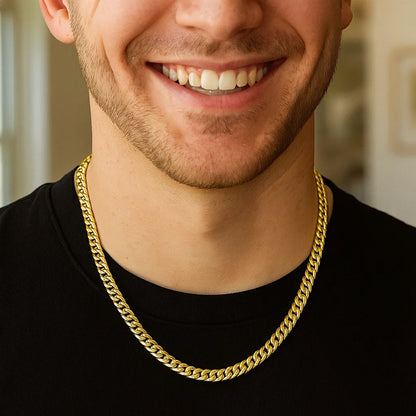 14k Yellow Gold Semi Solid Miami Cuban Chain