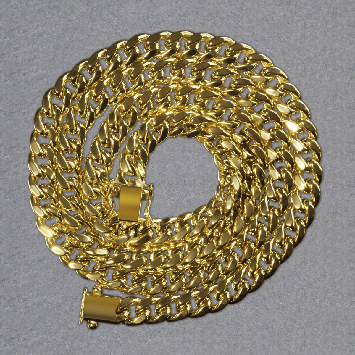 14k Yellow Gold Semi Solid Miami Cuban Chain