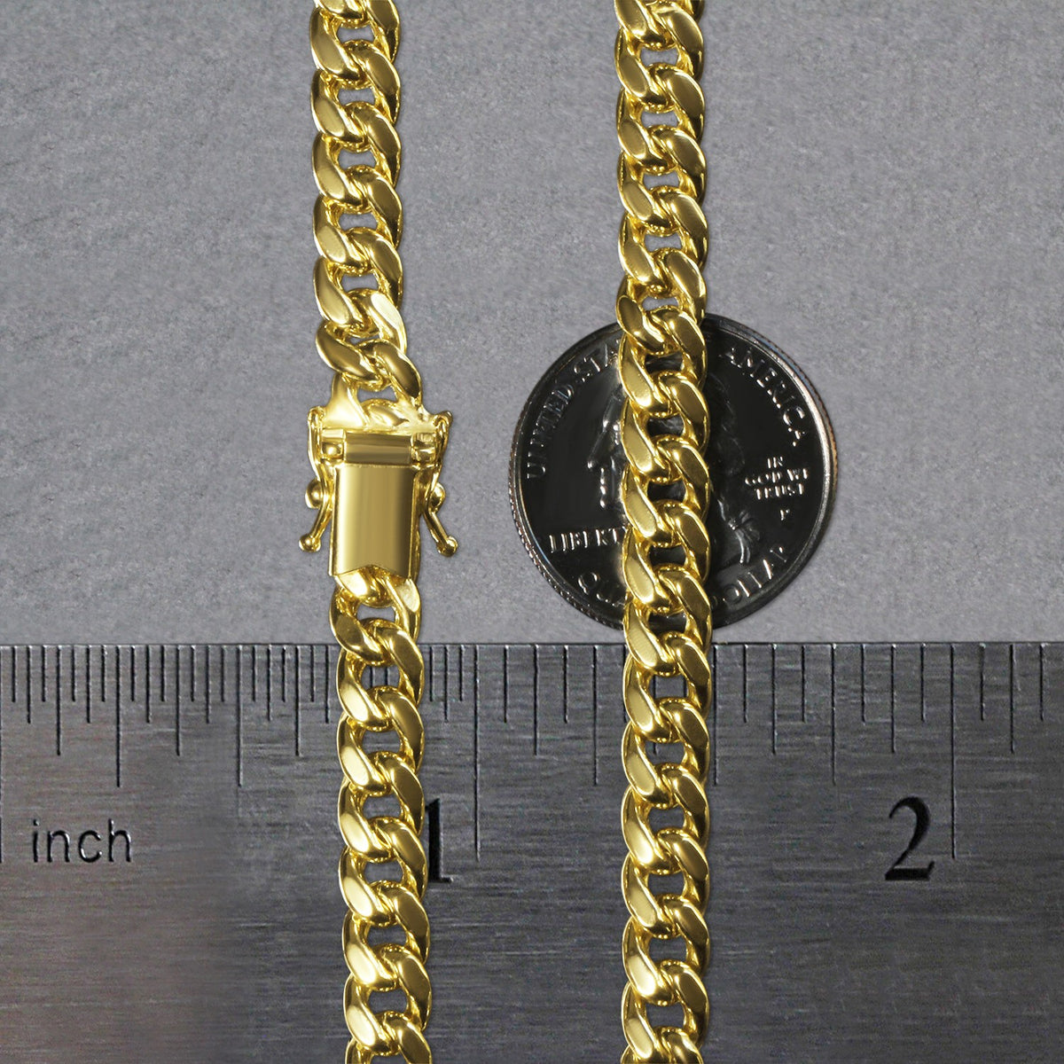 14k Yellow Gold Semi Solid Miami Cuban Chain
