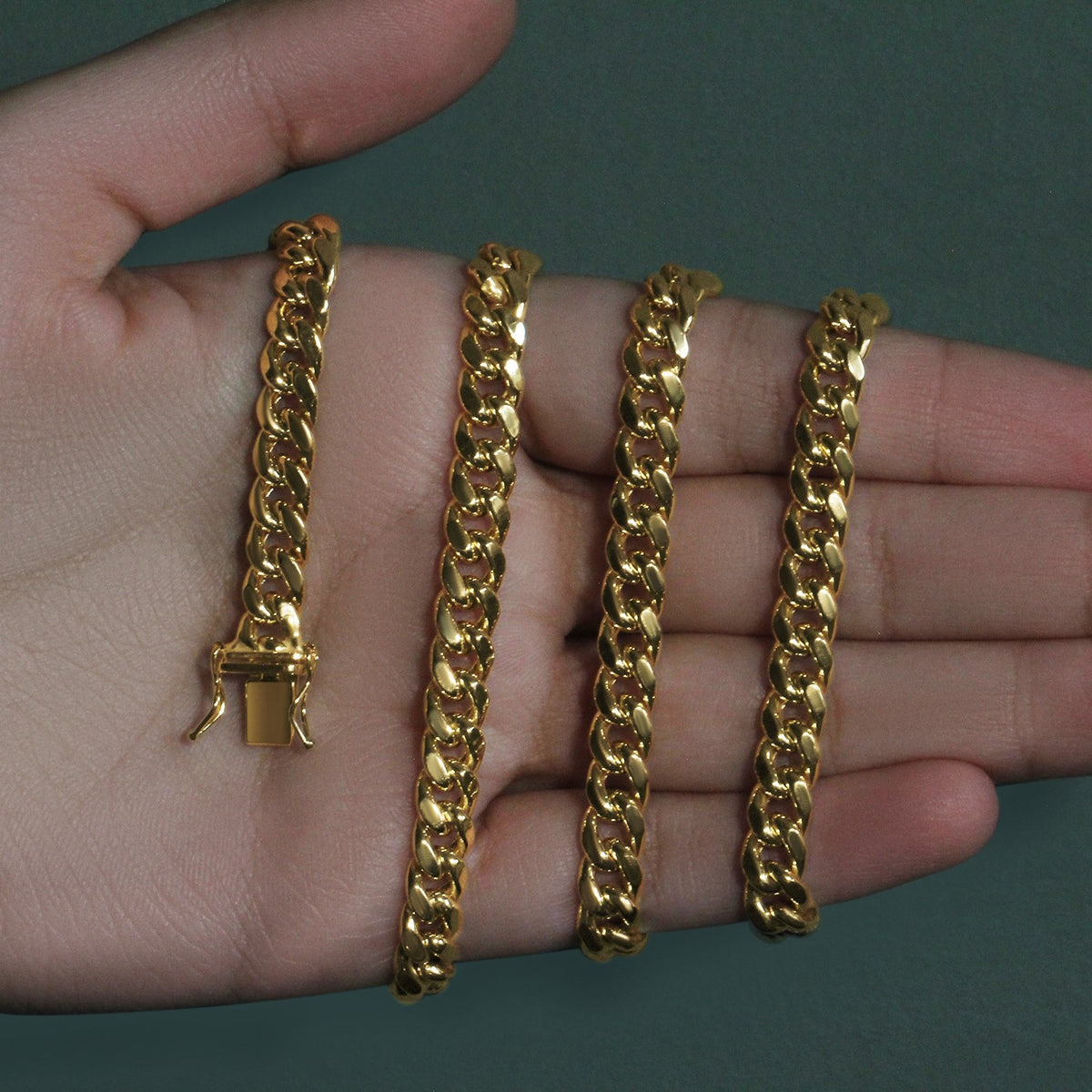 14k Yellow Gold Semi Solid Miami Cuban Chain