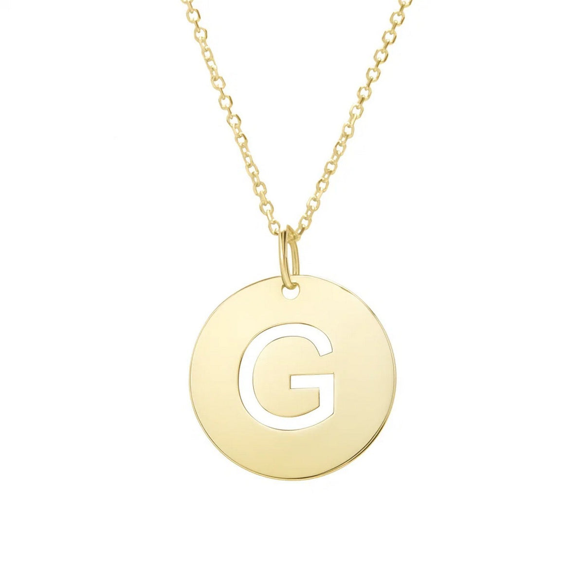 14K Yellow Gold Disc Initial G Pendant