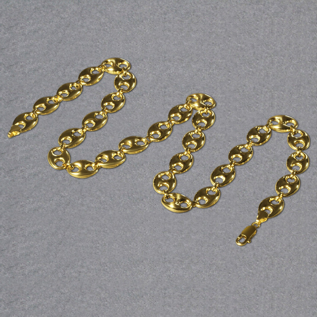 14k Yellow Gold Puffed Mariner Link Chain