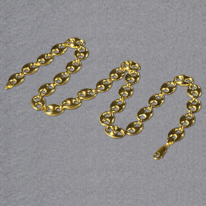 14k Yellow Gold Puffed Mariner Link Chain