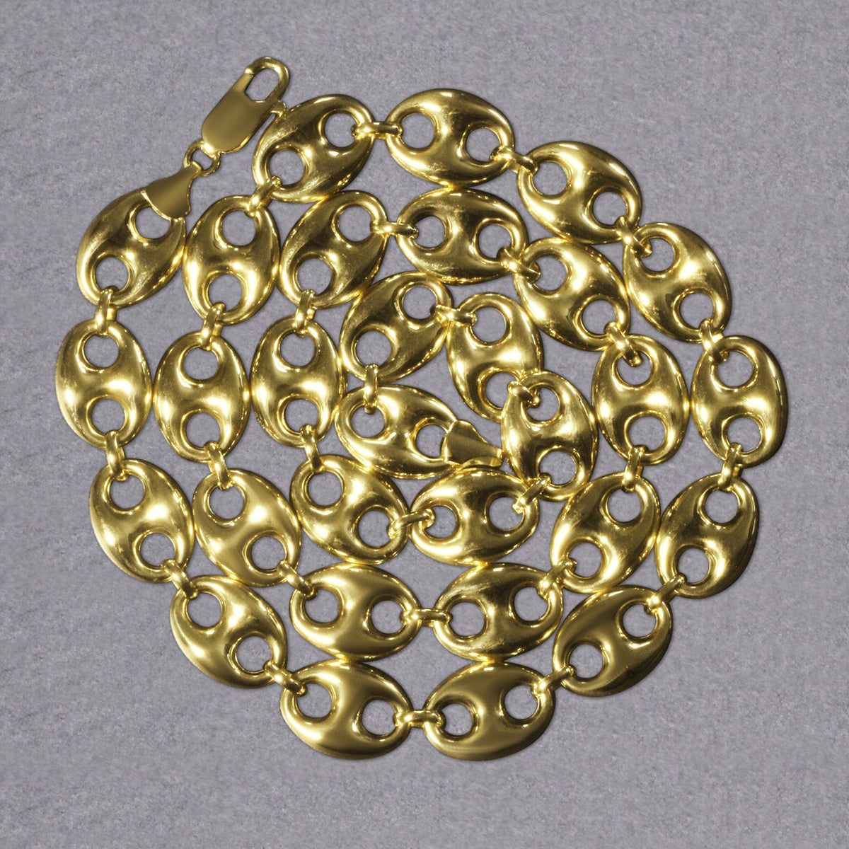 14k Yellow Gold Puffed Mariner Link Chain