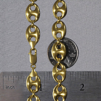 14k Yellow Gold Puffed Mariner Link Chain