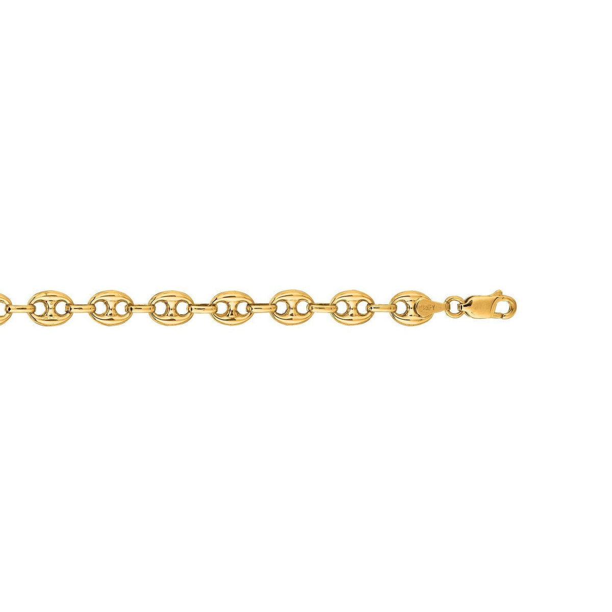14k Yellow Gold Puffed Mariner Link Chain