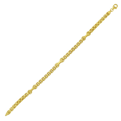 14K Yellow Gold Round Box Hardware Bracelet