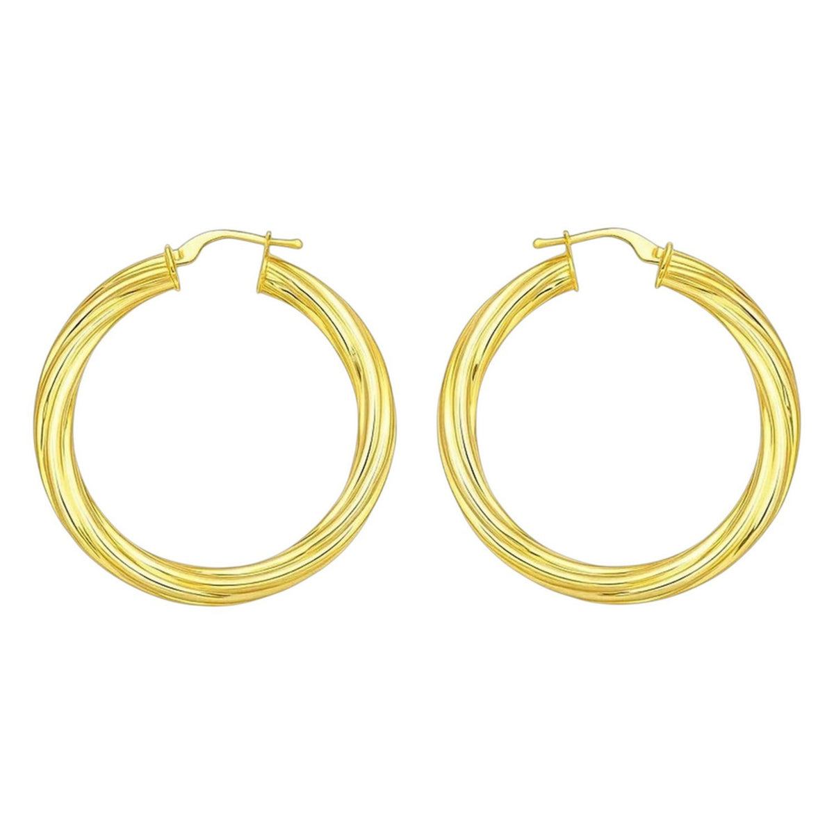 14K Yellow Gold Full Twist Large Hoops Earrings
