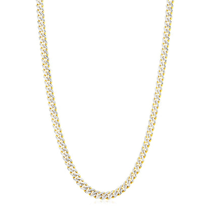 14k White Pave High Polish Modern Lite Miami Cuban Chain