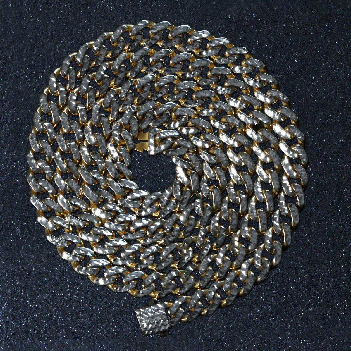 14k White Pave High Polish Modern Lite Miami Cuban Chain
