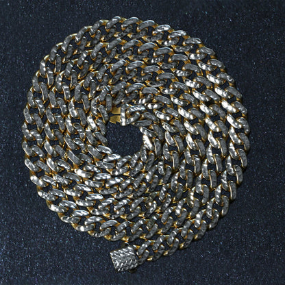 14k White Pave High Polish Modern Lite Miami Cuban Chain