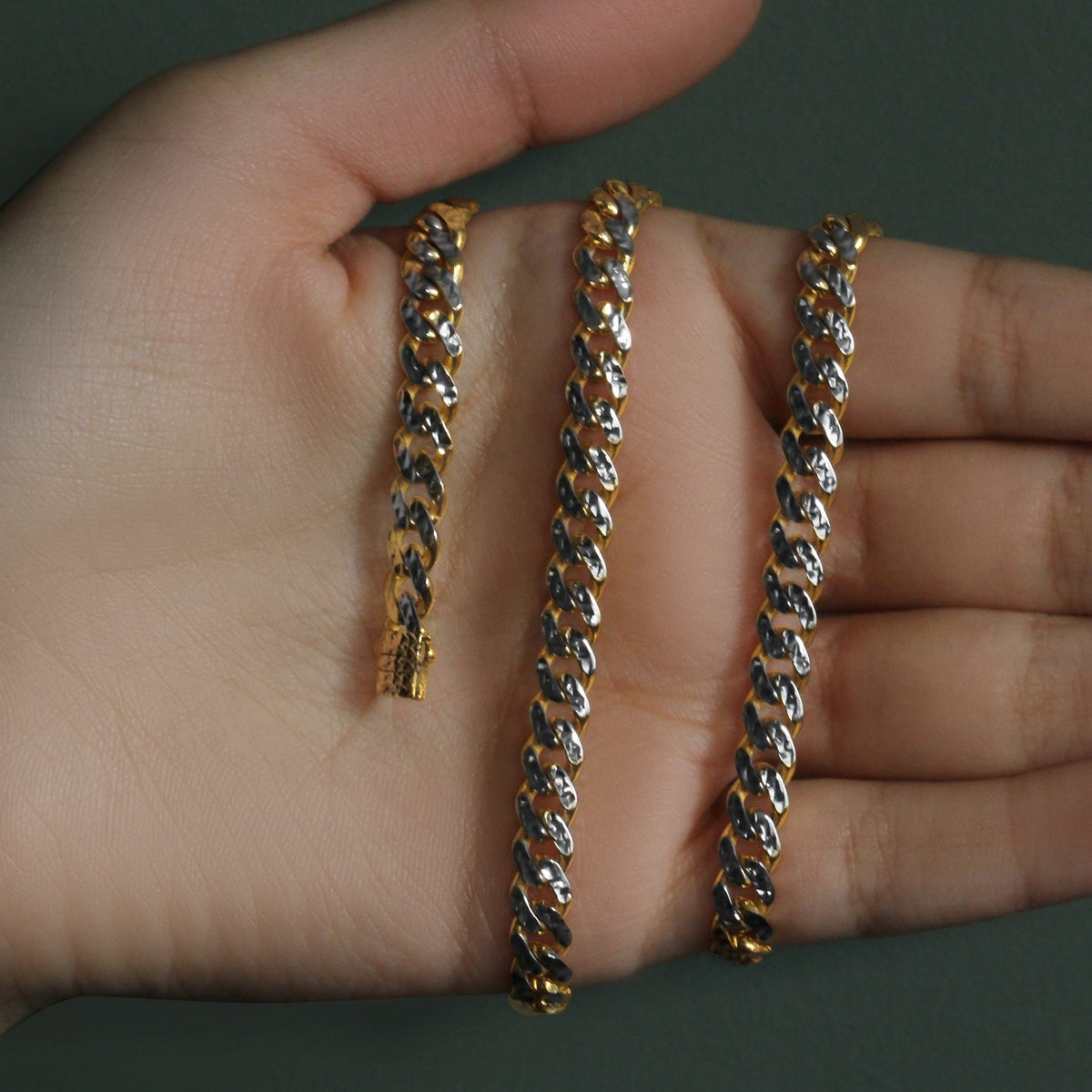 14k White Pave High Polish Modern Lite Miami Cuban Chain