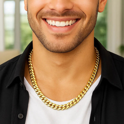 14k Yellow Gold Semi Solid Miami Cuban Chain