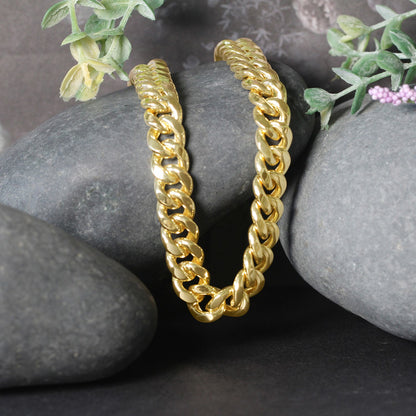14k Yellow Gold Semi Solid Miami Cuban Chain