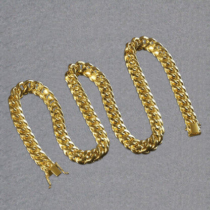 14k Yellow Gold Semi Solid Miami Cuban Chain