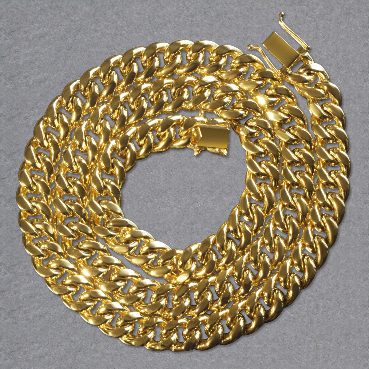 14k Yellow Gold Semi Solid Miami Cuban Chain