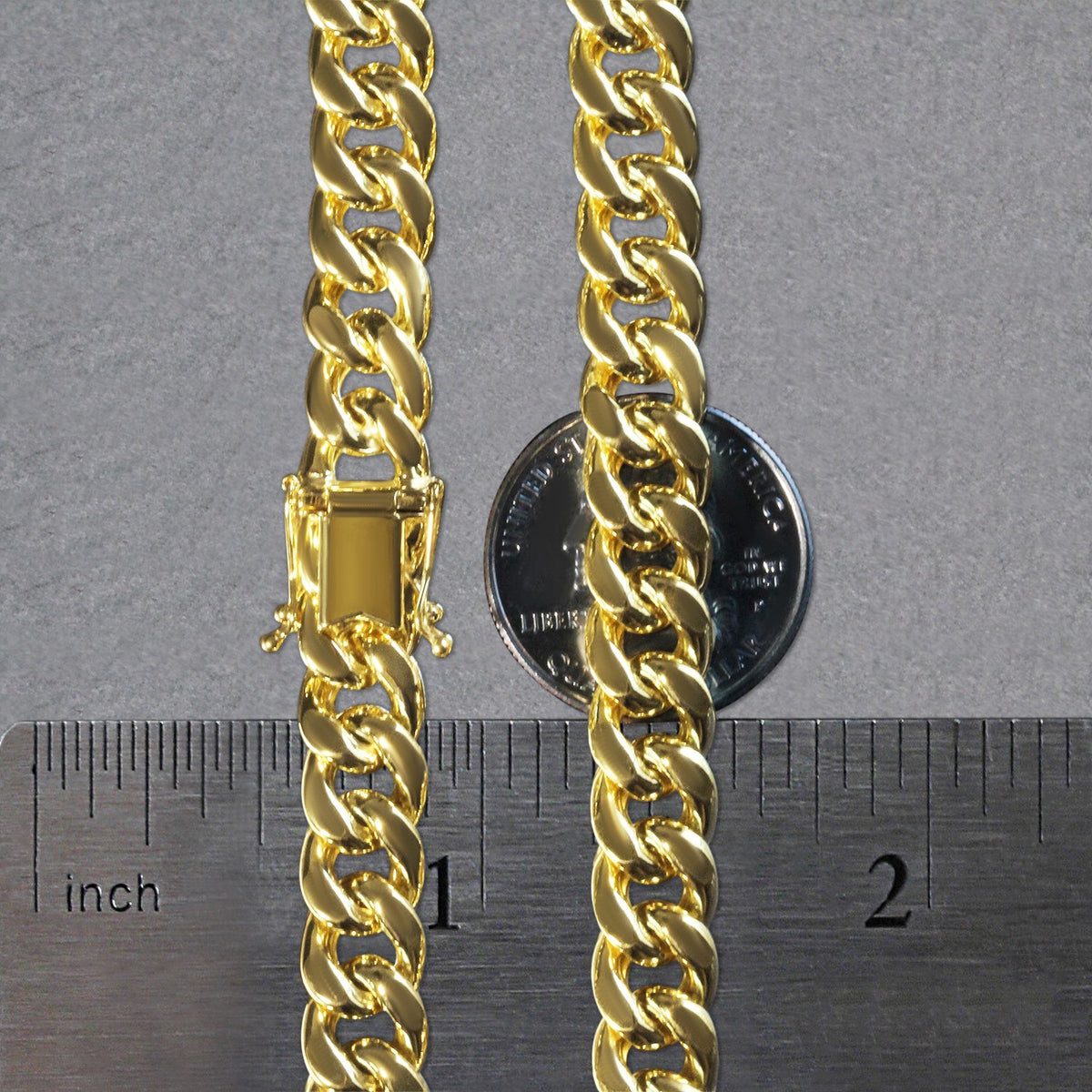 14k Yellow Gold Semi Solid Miami Cuban Chain