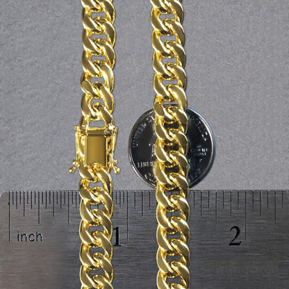 14k Yellow Gold Semi Solid Miami Cuban Chain