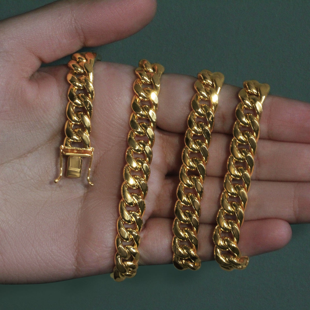 14k Yellow Gold Semi Solid Miami Cuban Chain