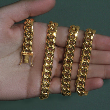 14k Yellow Gold Semi Solid Miami Cuban Chain