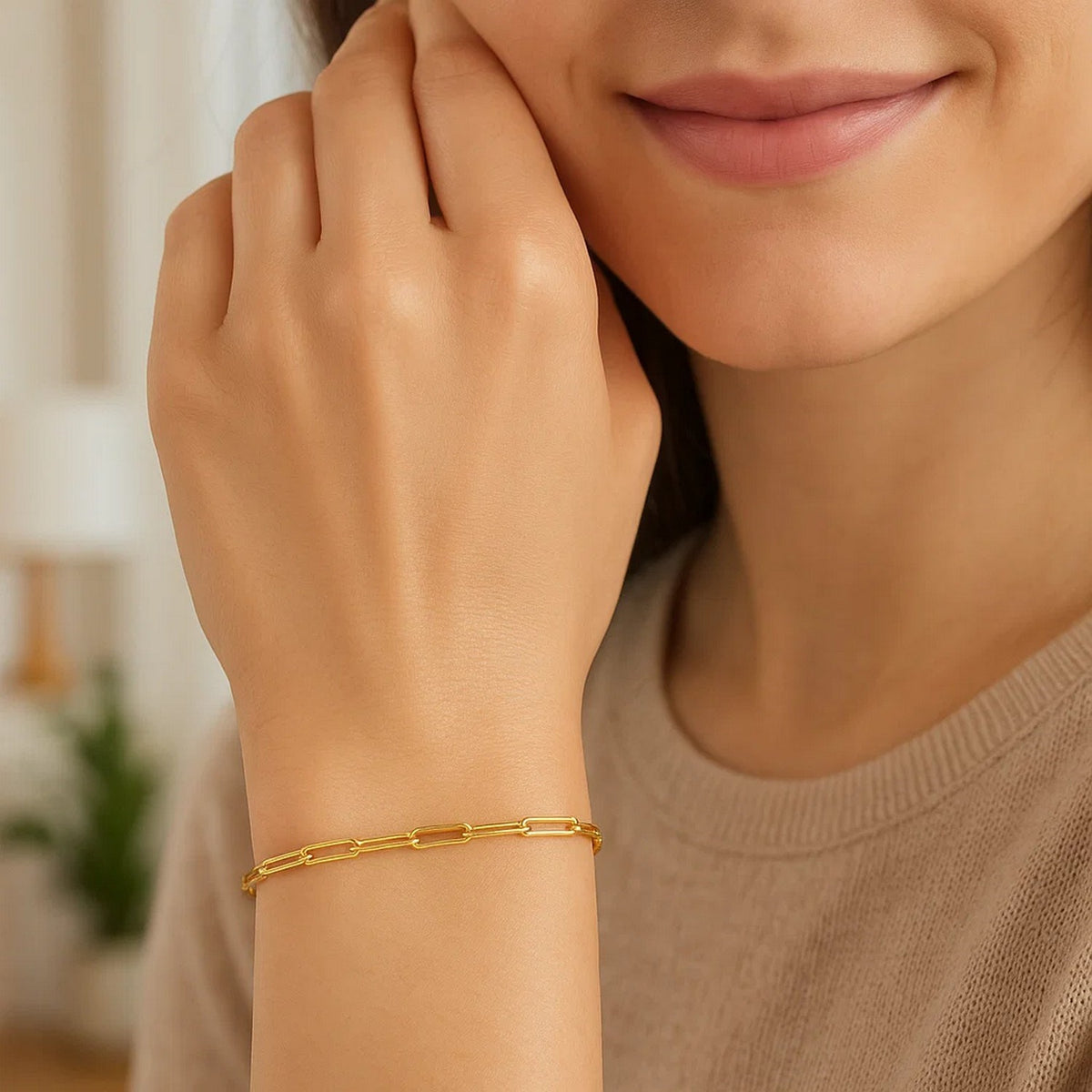 14K Yellow Gold Paperclip Bracelet  (4.00 mm)