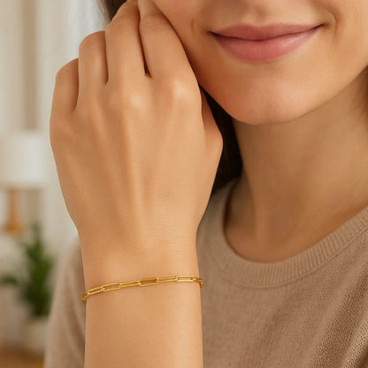 14K Yellow Gold Paperclip Bracelet  (4.00 mm)