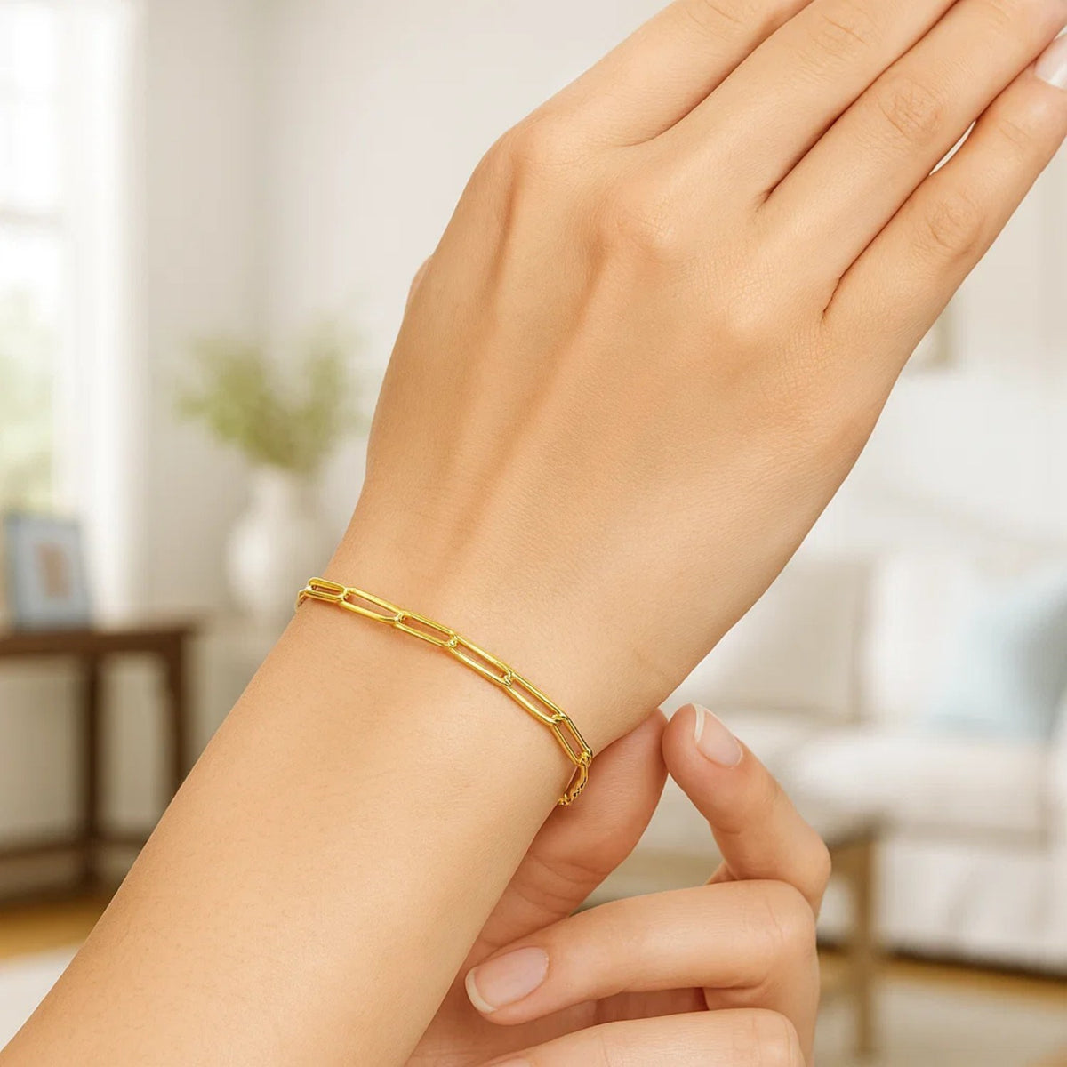 14K Yellow Gold Paperclip Bracelet  (4.00 mm)