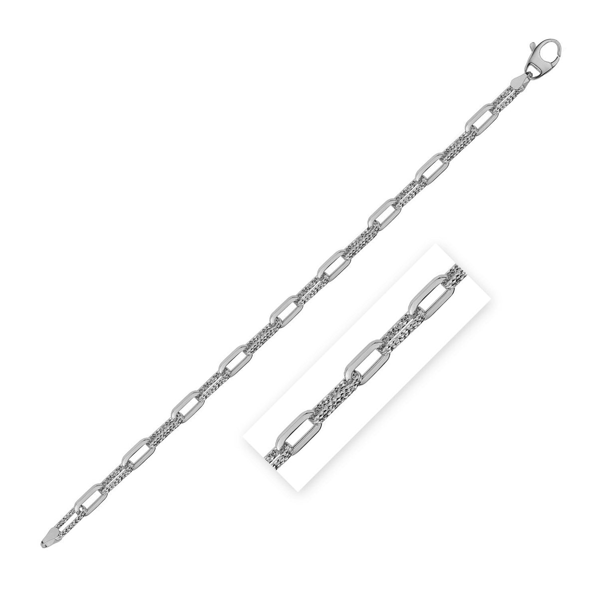 14k Diamante Paperclip Chain Bracelet (7.00 mm)