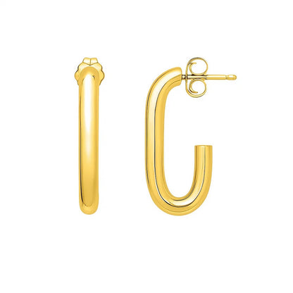 Paperclip Hoop Earrings in 14K Yellow Gold (27mmx12mm)