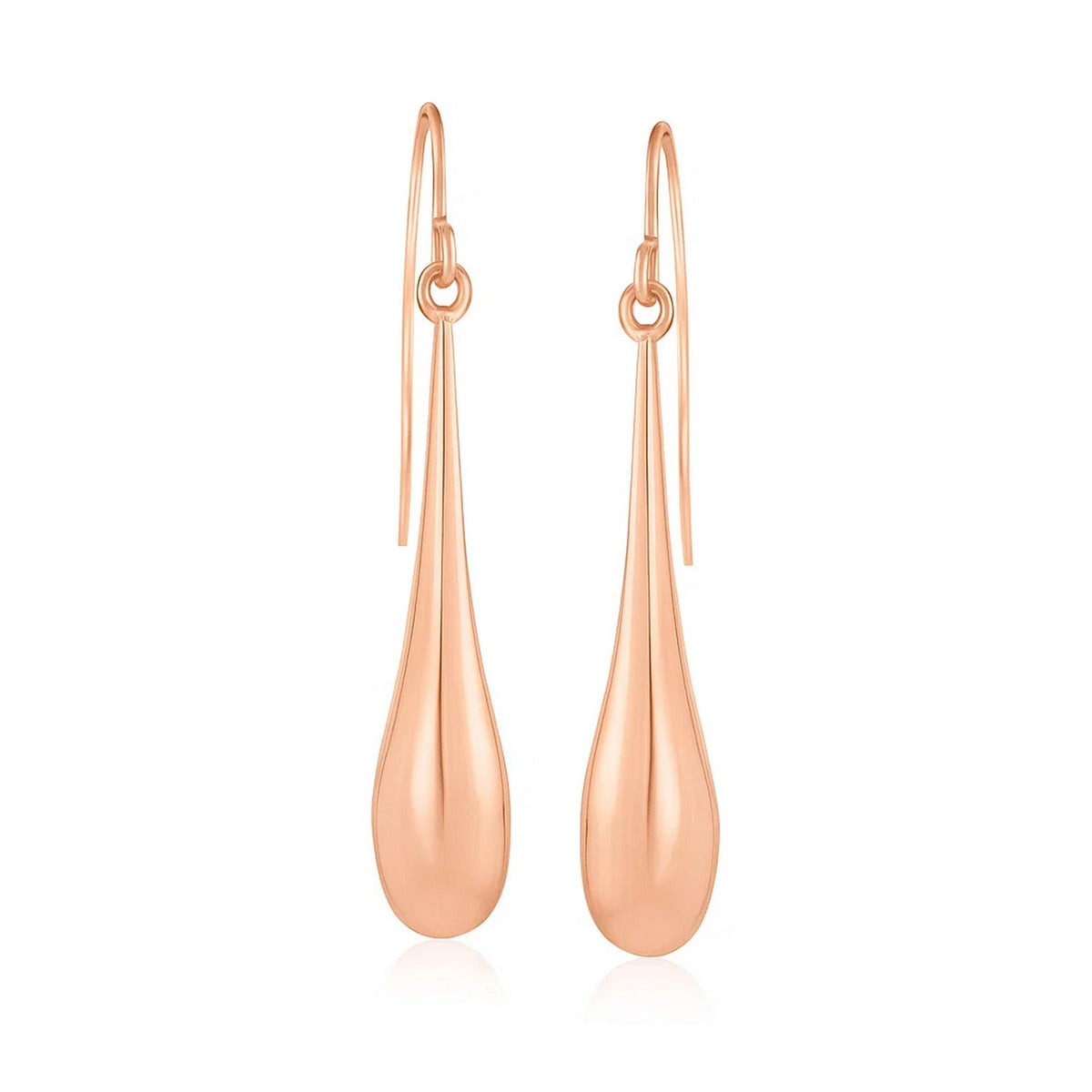 14k Long Polished Teardrop Dangling Earrings
