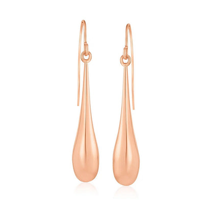 14k Long Polished Teardrop Dangling Earrings
