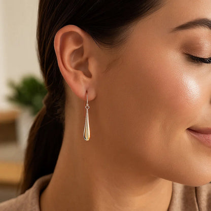 14k Long Polished Teardrop Dangling Earrings