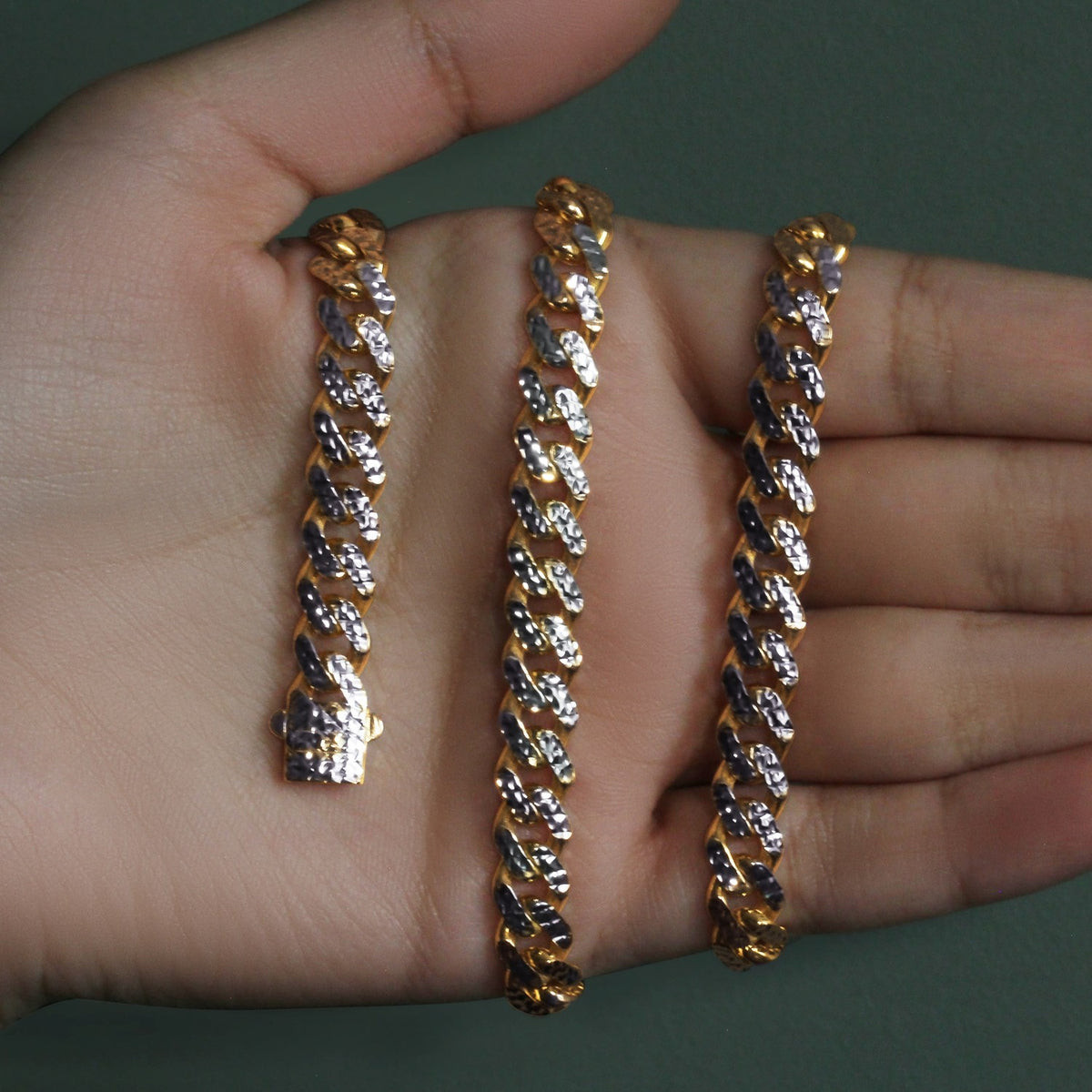 14k White Pave High Polish Modern Lite Miami Cuban Chain