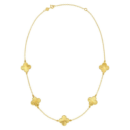 14K Yellow Gold Clover Necklace