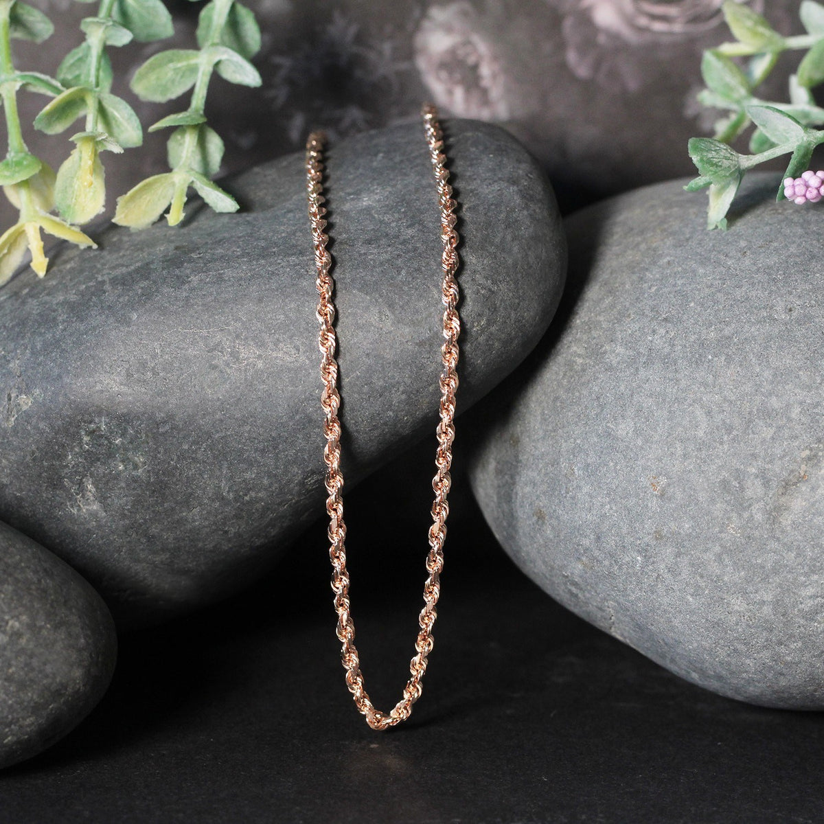14k Yellow Gold Solid Diamond Cut Rope Chain