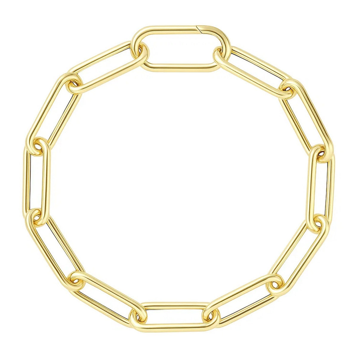 14k Yellow Gold Lite Round Wire Paperclip Bracelet  (8.50 mm)