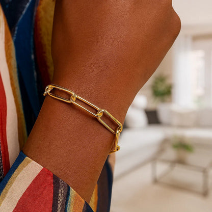 14k Yellow Gold Lite Round Wire Paperclip Bracelet  (8.50 mm)