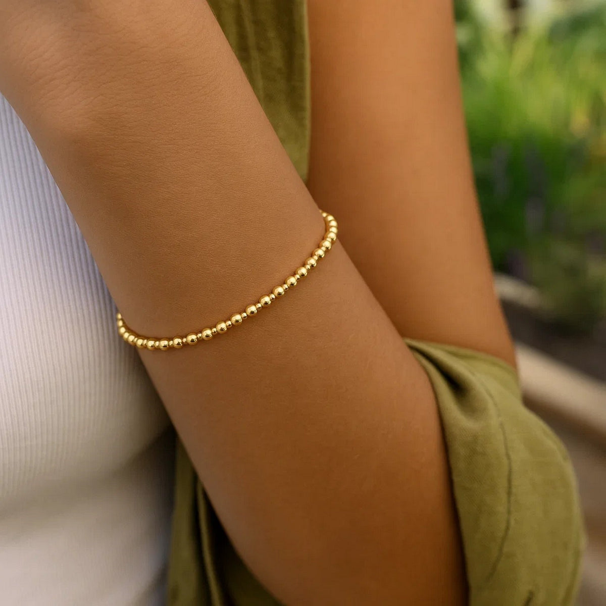 14K Yellow Gold Pallina Bead Bracelet (3.00 mm)