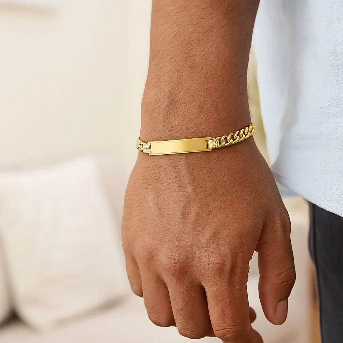 14K Yellow Gold Lite Cuban ID Bracelet (7.20 mm)