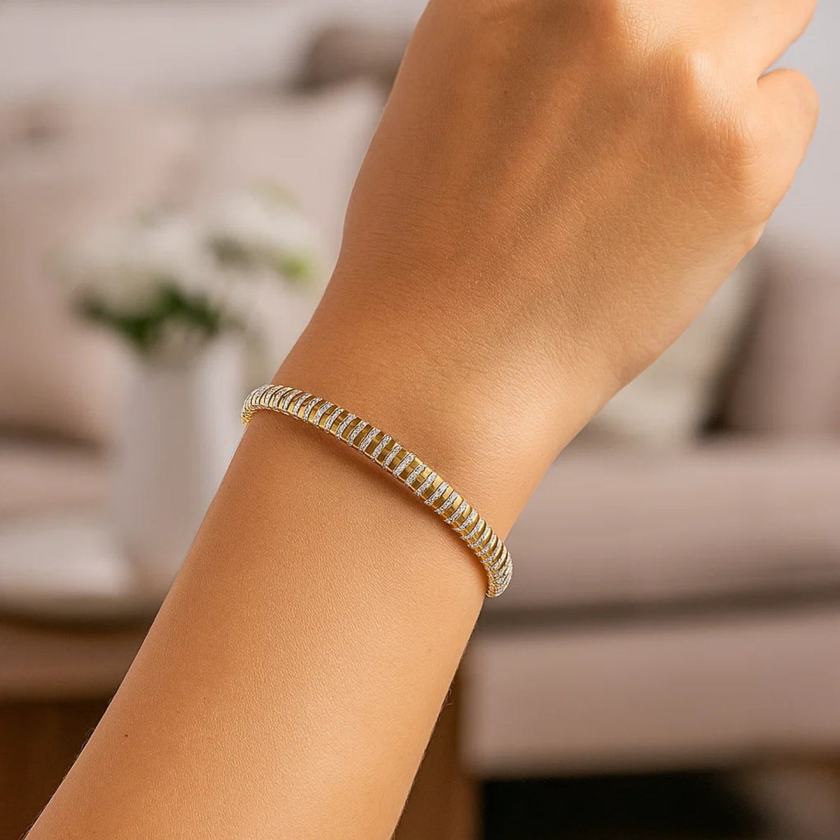 14K White Gold Mini Diamante Bracelet (4.00 mm)