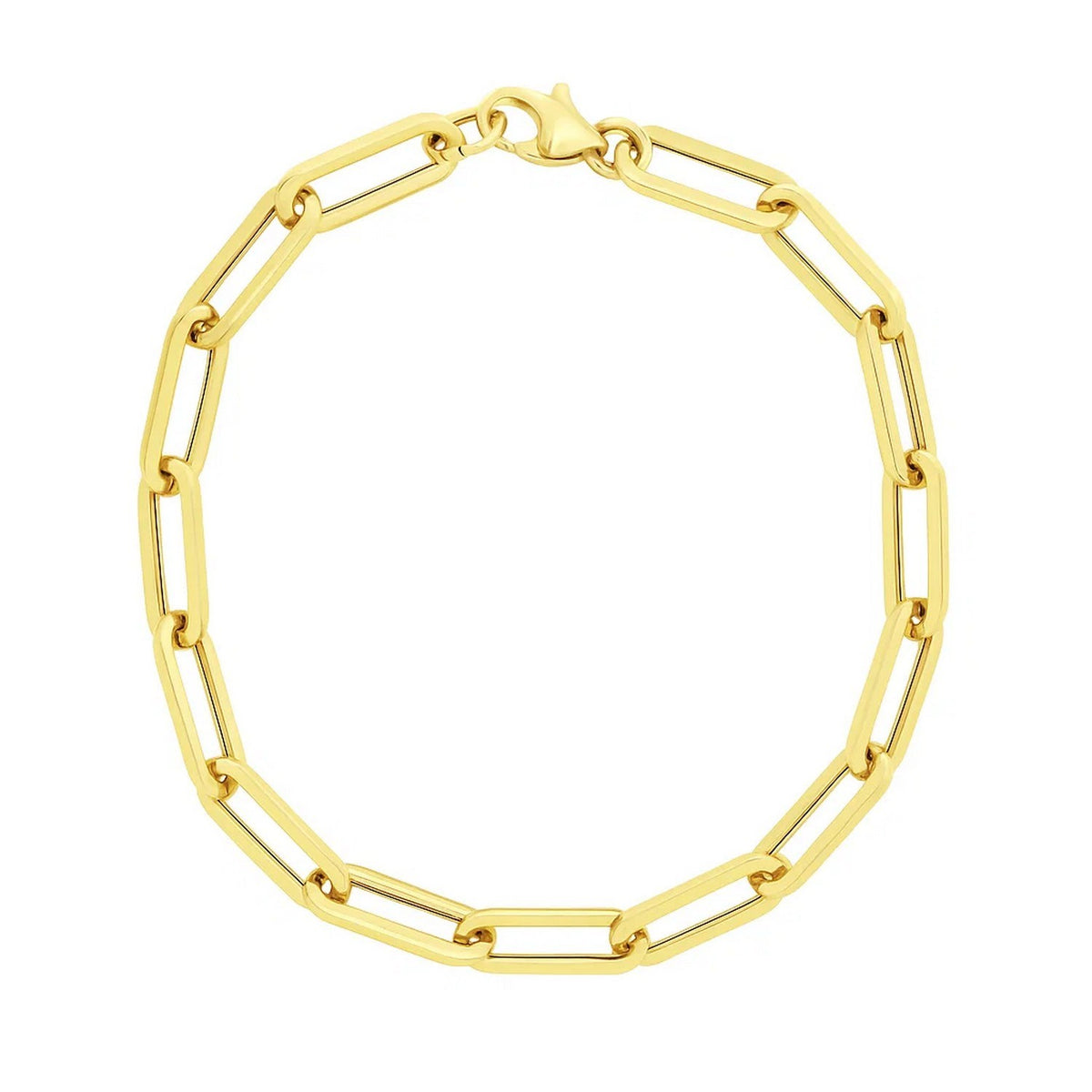 14k Yellow Gold 8 inch Extra Wide Paperclip Chain Bracelet (9.60 mm)