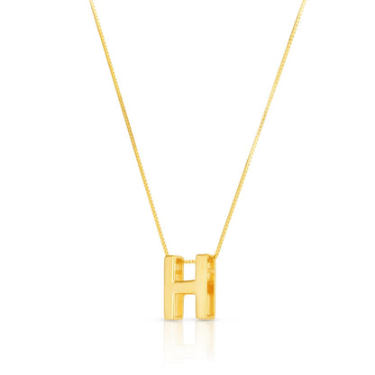 14K Yellow Gold Yours Truly Block Letter Initial H Necklace