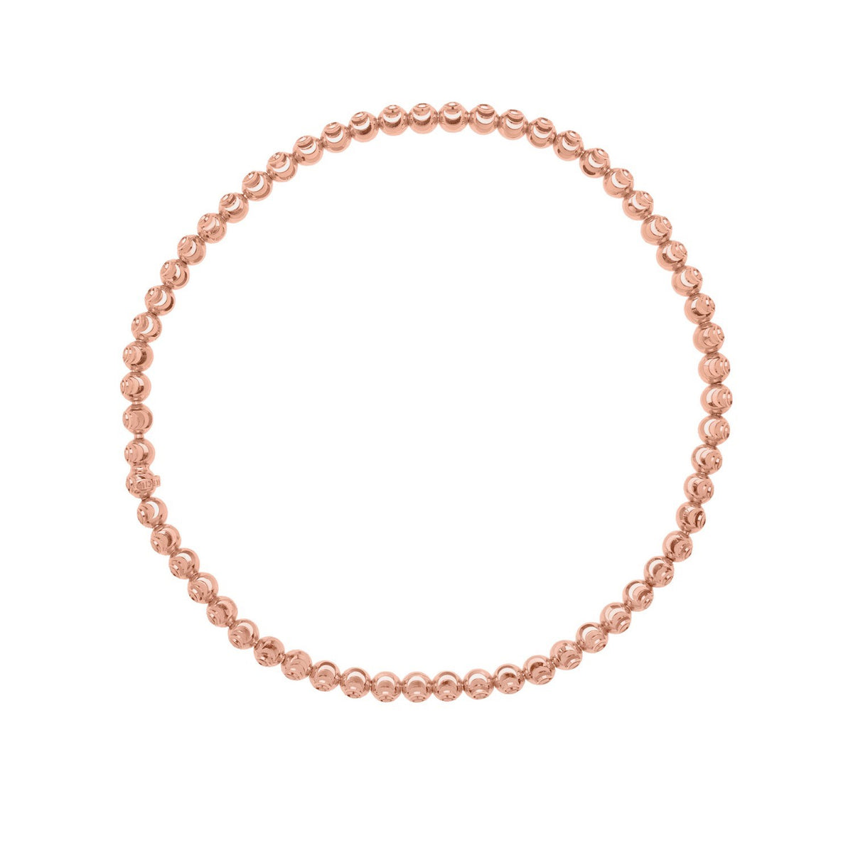 14K Rose Gold Diamond Cut Stretchable Moon Cut Bead Bracelet (3.00 mm)