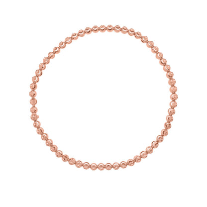 14K Rose Gold Diamond Cut Stretchable Moon Cut Bead Bracelet (3.00 mm)
